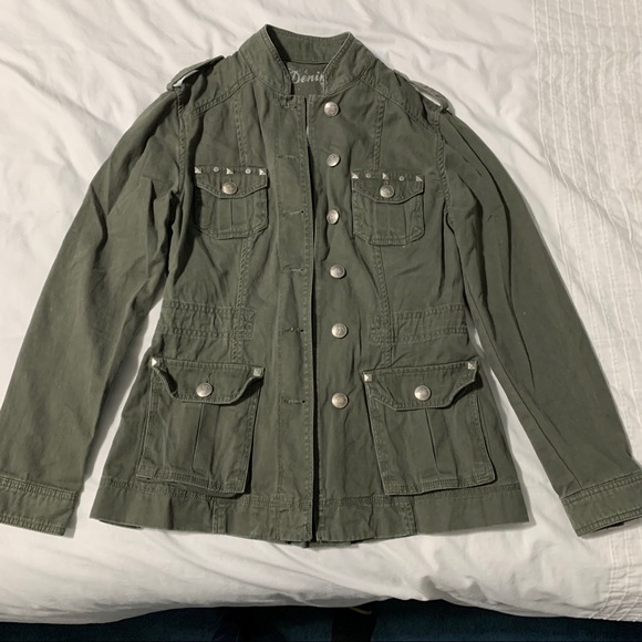 Olive Green Utility/Military Style Jacket/Coat - Picture 3 of 16